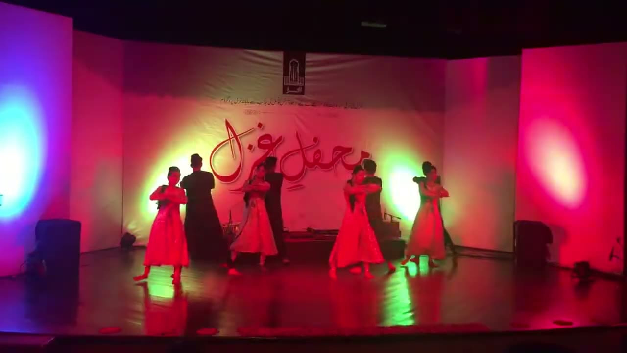 Stage rehearsal before a live cultural performance